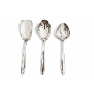 Meridian Silverplate Hostess Serving Utensils Set of 3 Bon Bon Leaf Sugar Spoons